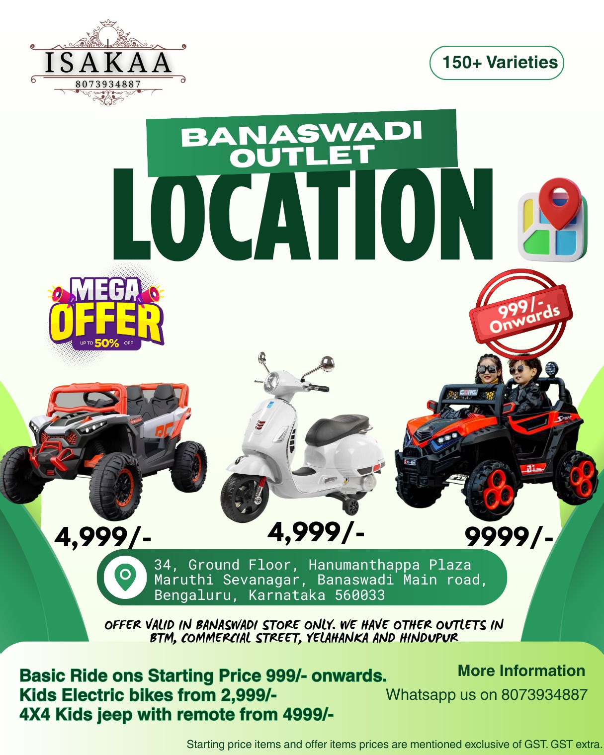 Isakaa Wholesale RIDE ONs Facebook ad: Mega Offer on Kids Cars & Kids Bikes…