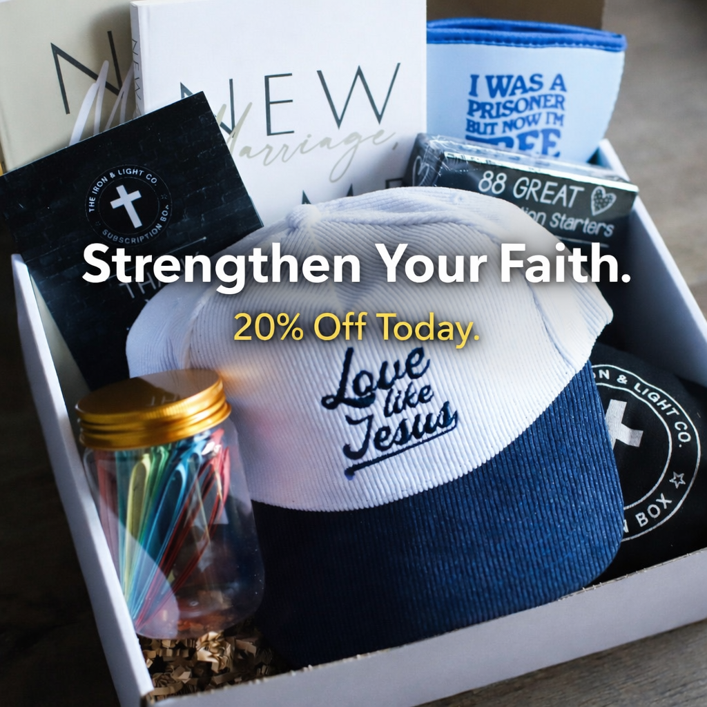 Iron and Light Company Facebook ad: 20% off Christian products for men: Enrich your…