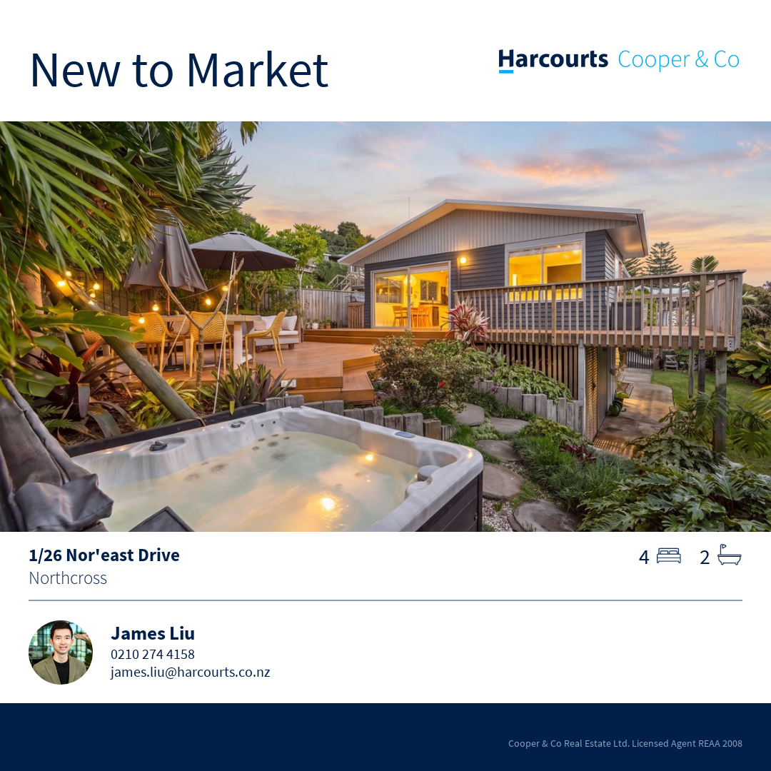 James Liu-Harcourts Cooper & Co Facebook ad from Aug 6, 2026
