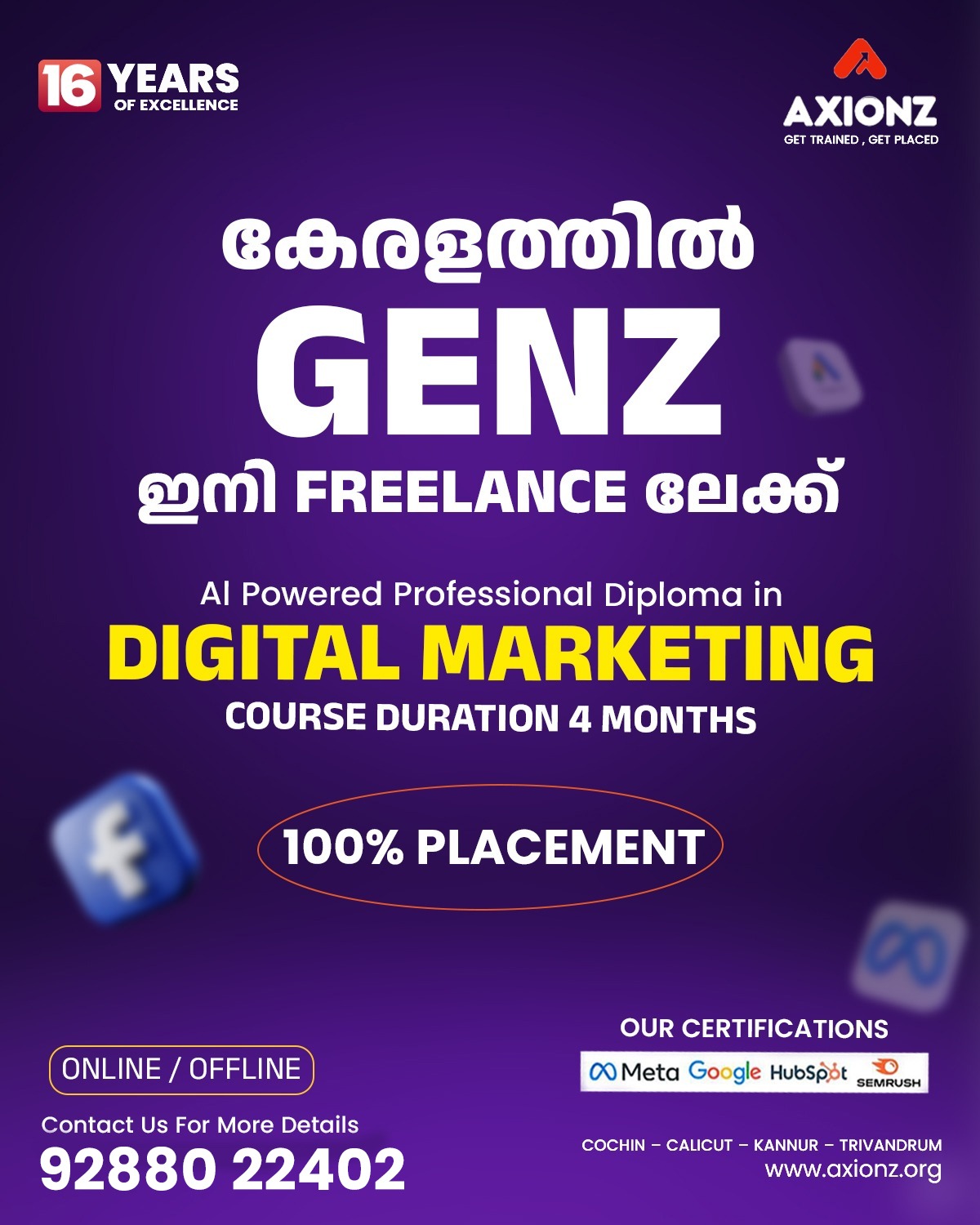 Axionz Institute Facebook ad