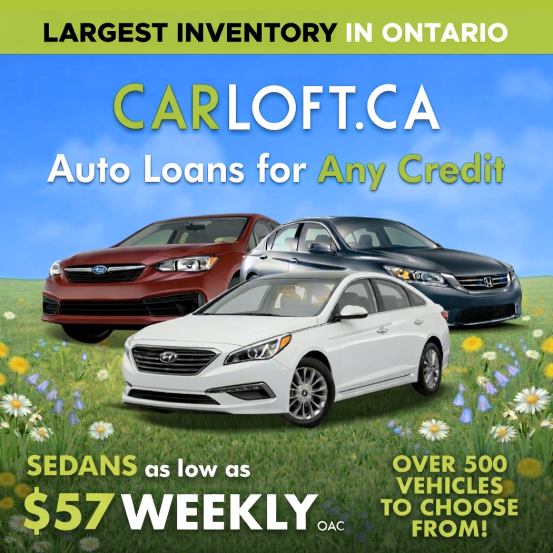 carloft.ca Facebook ad: 500+ Vehicles Starting at $57 weekly OAC!