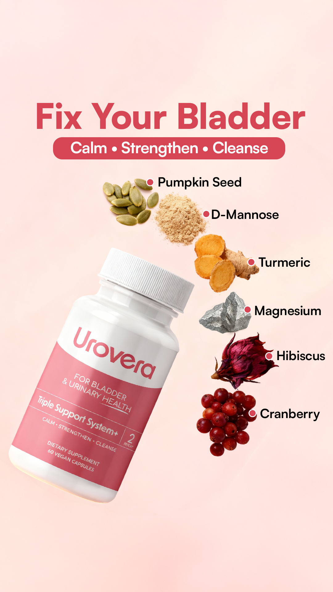 Urovera Facebook ad: Calm. Strengthen. Cleanse.