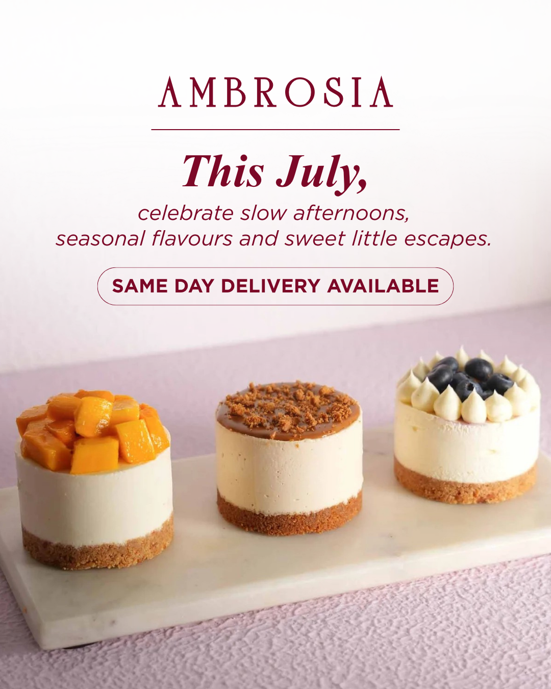Ambrosia Facebook ad: Order Before 3 PM, Delivered Same Day