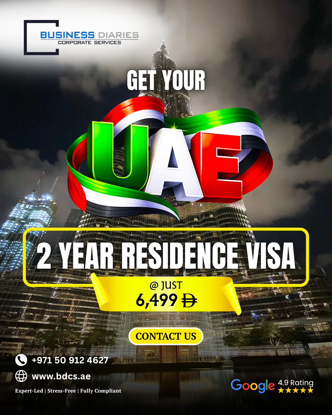 Business Diaries Corporate Services Facebook ad: Secure Your UAE Residence Visa Today!