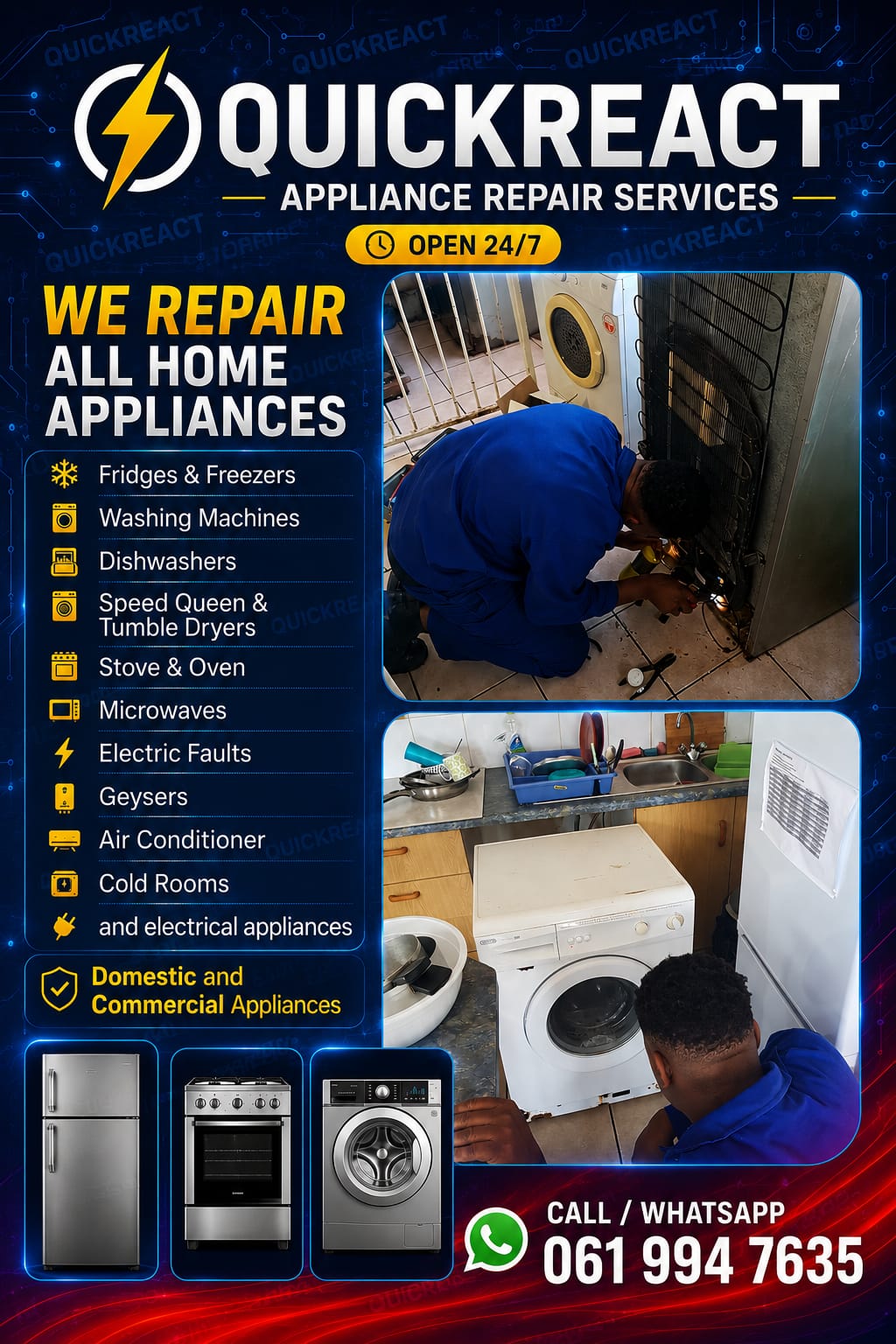 QuickReact Appliances Facebook ad from Jun 3, 2026