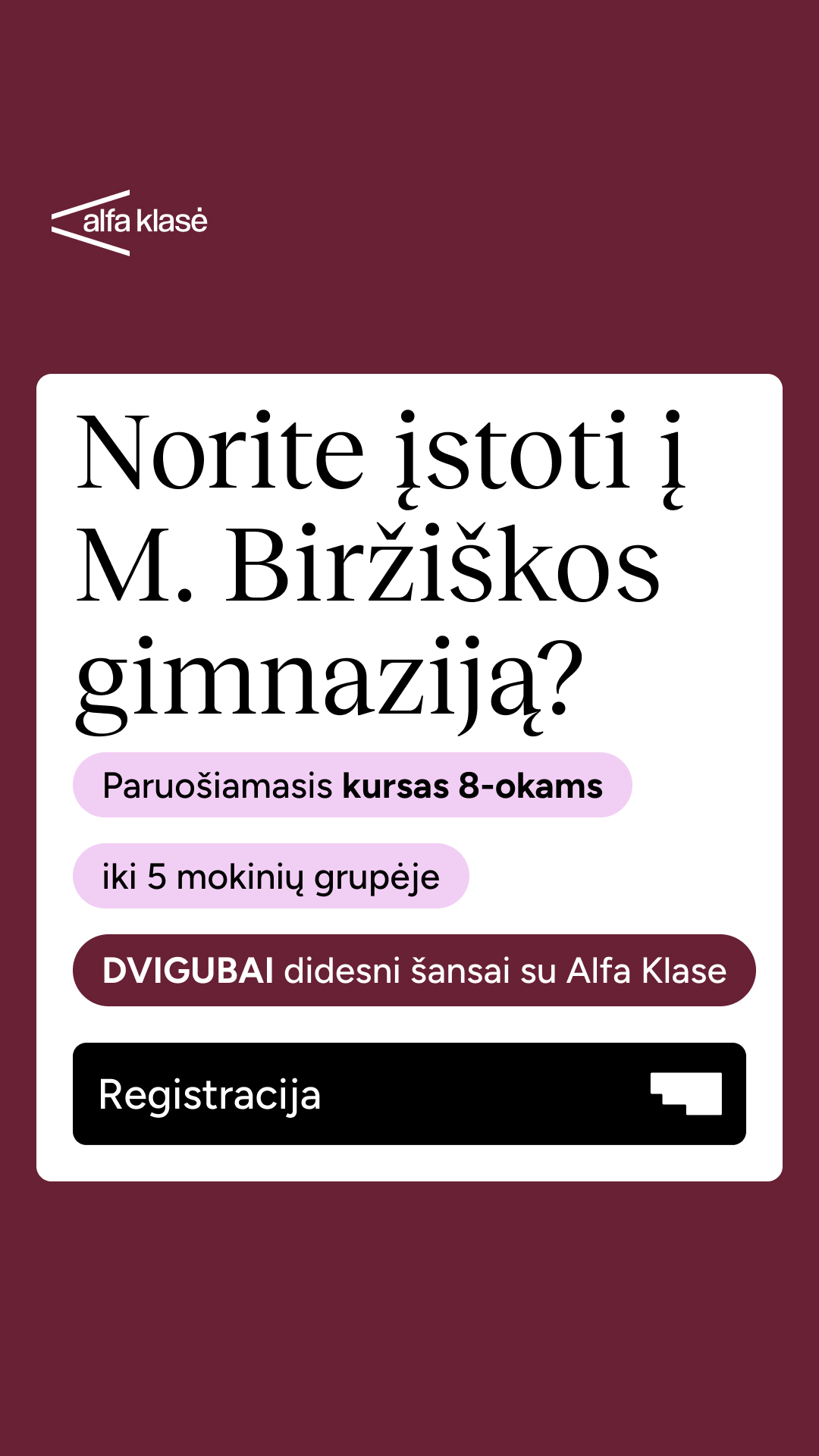 Alfa Klasė Facebook ad