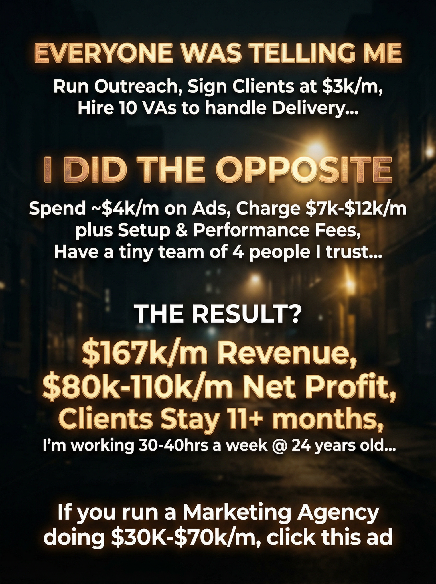 Matej Otys Facebook ad: $100k/m Profit Agency