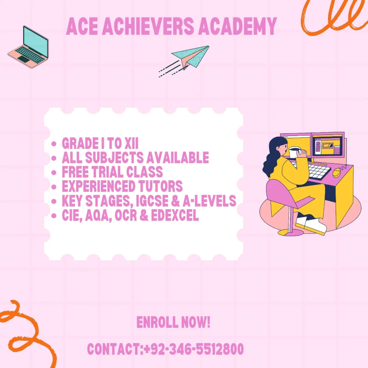 Ace Achiever Academy Facebook ad: Admissions Open, Transform Learning into Success!