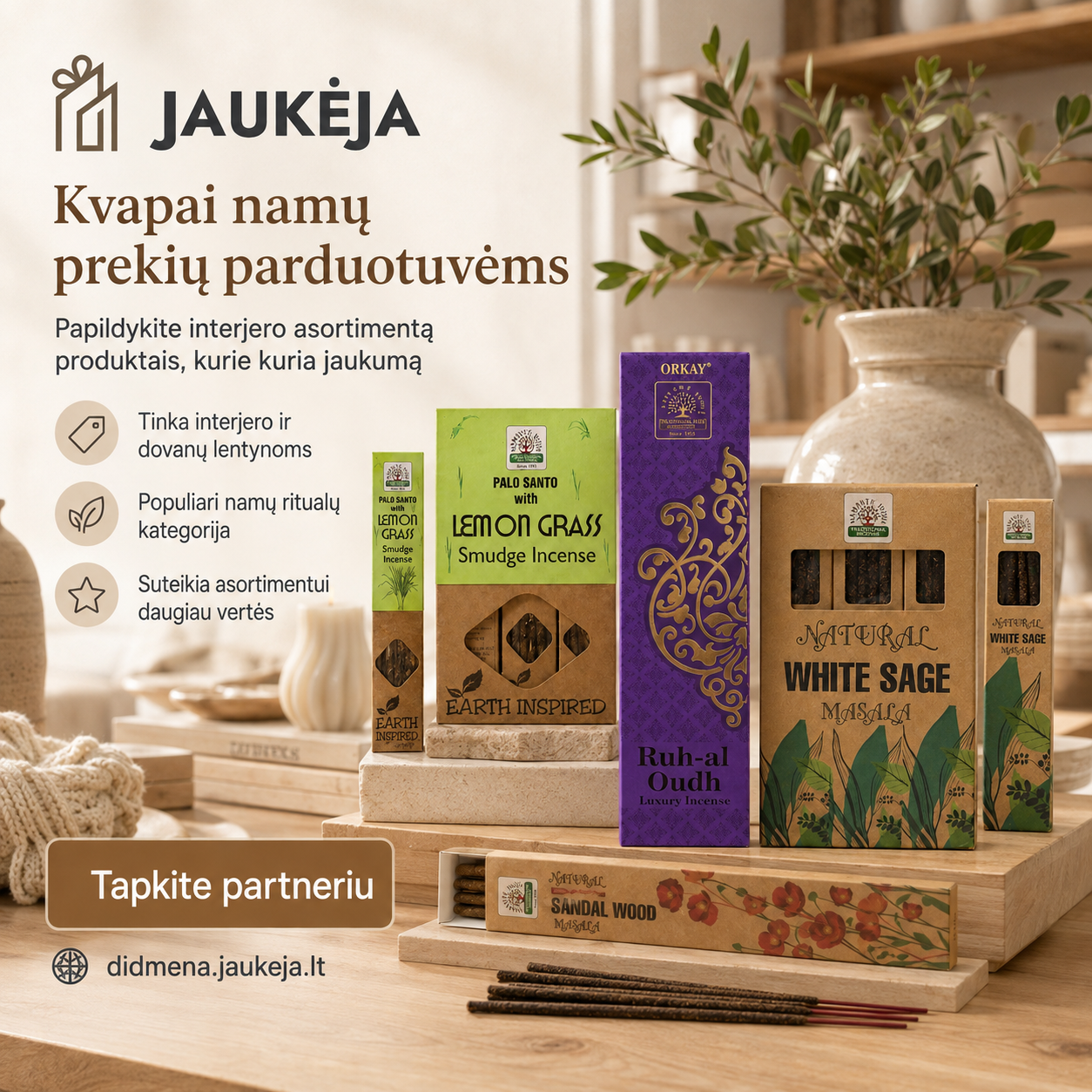Jaukeja.lt Facebook ad: Kvapai jaukumui, namų prekių parduotuvėms