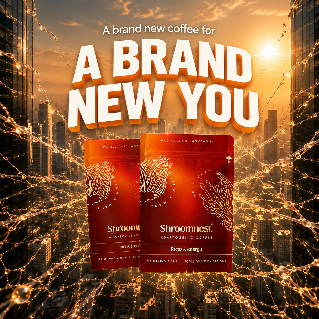 ShroomNest Facebook ad: From First Sip to Final Rep.