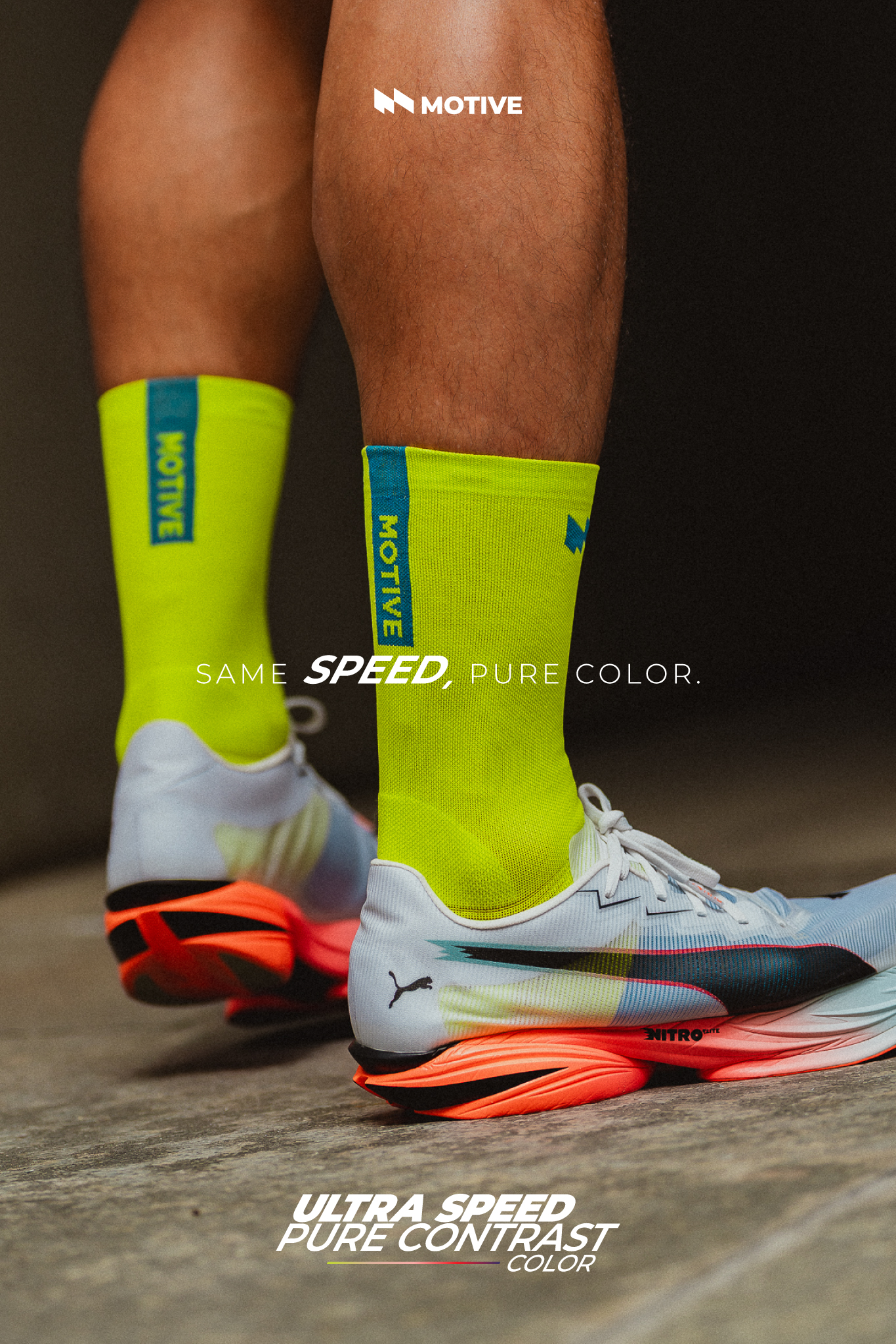 Motive Socks Facebook ad: Same Speed. Pure Color.