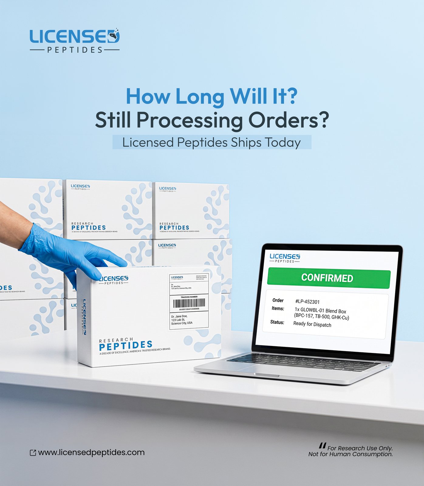 Licensed Peptide Research Facebook ad: EVERY PEPTIDE DISCOUNTED, SALE ENDS SOON
