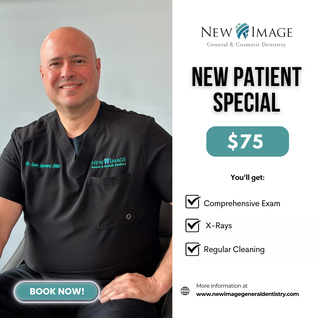 New Image General & Cosmetic Dentistry Facebook ad: $75 Dental Exam, X-Ray & Regular Cleaning