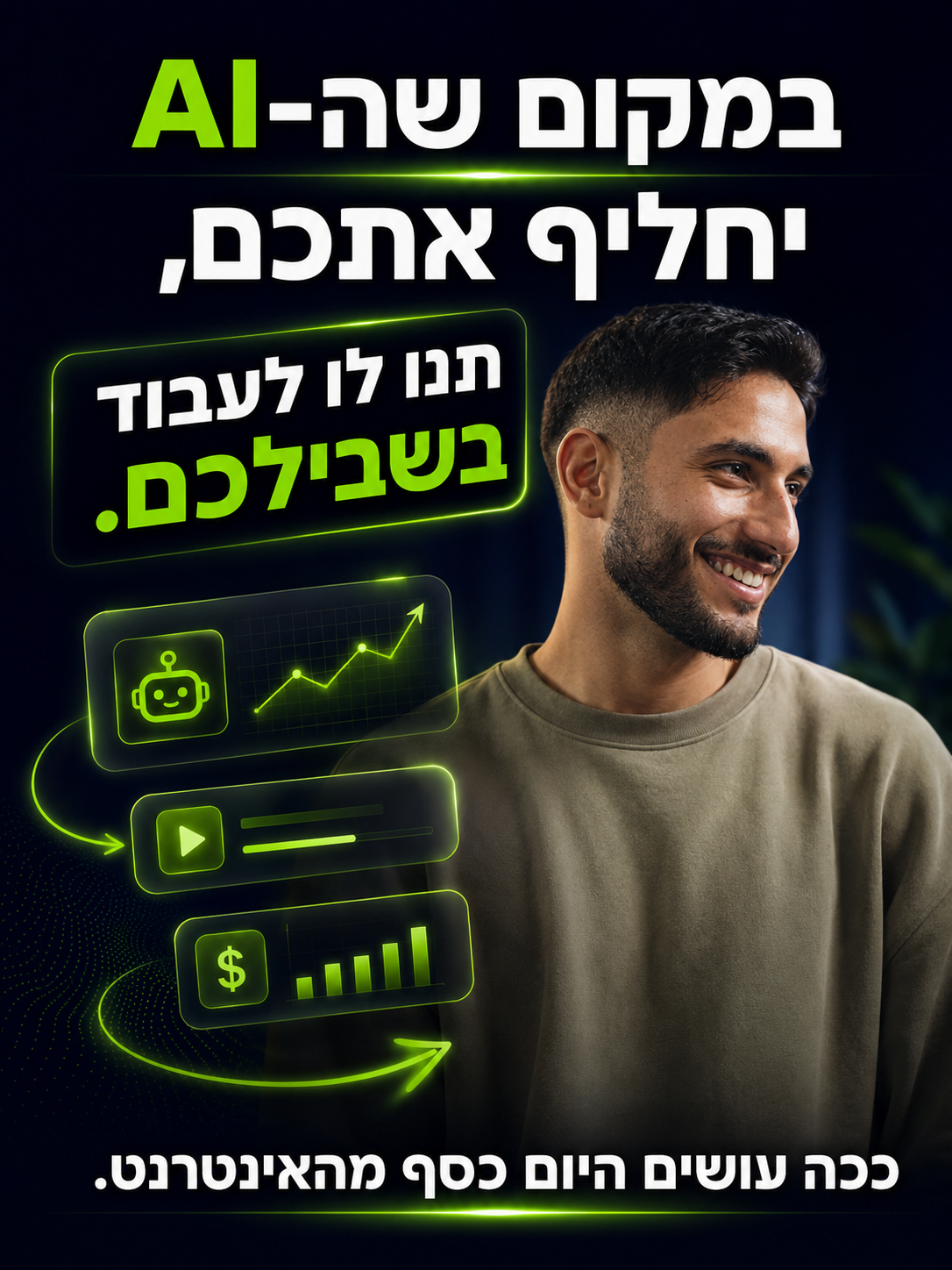Omer Miran Facebook ad: לייצר הכנסה מבניית דפי נחיתה עם AI >>