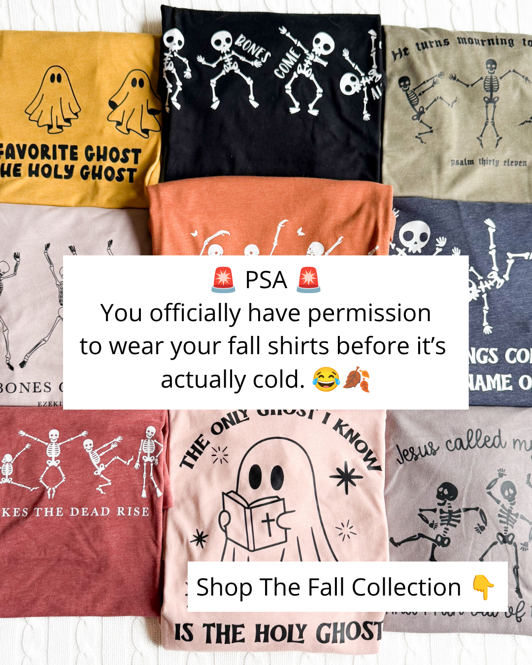 EllyandGrace Facebook ad: Cozy Faith Apparel for Halloween