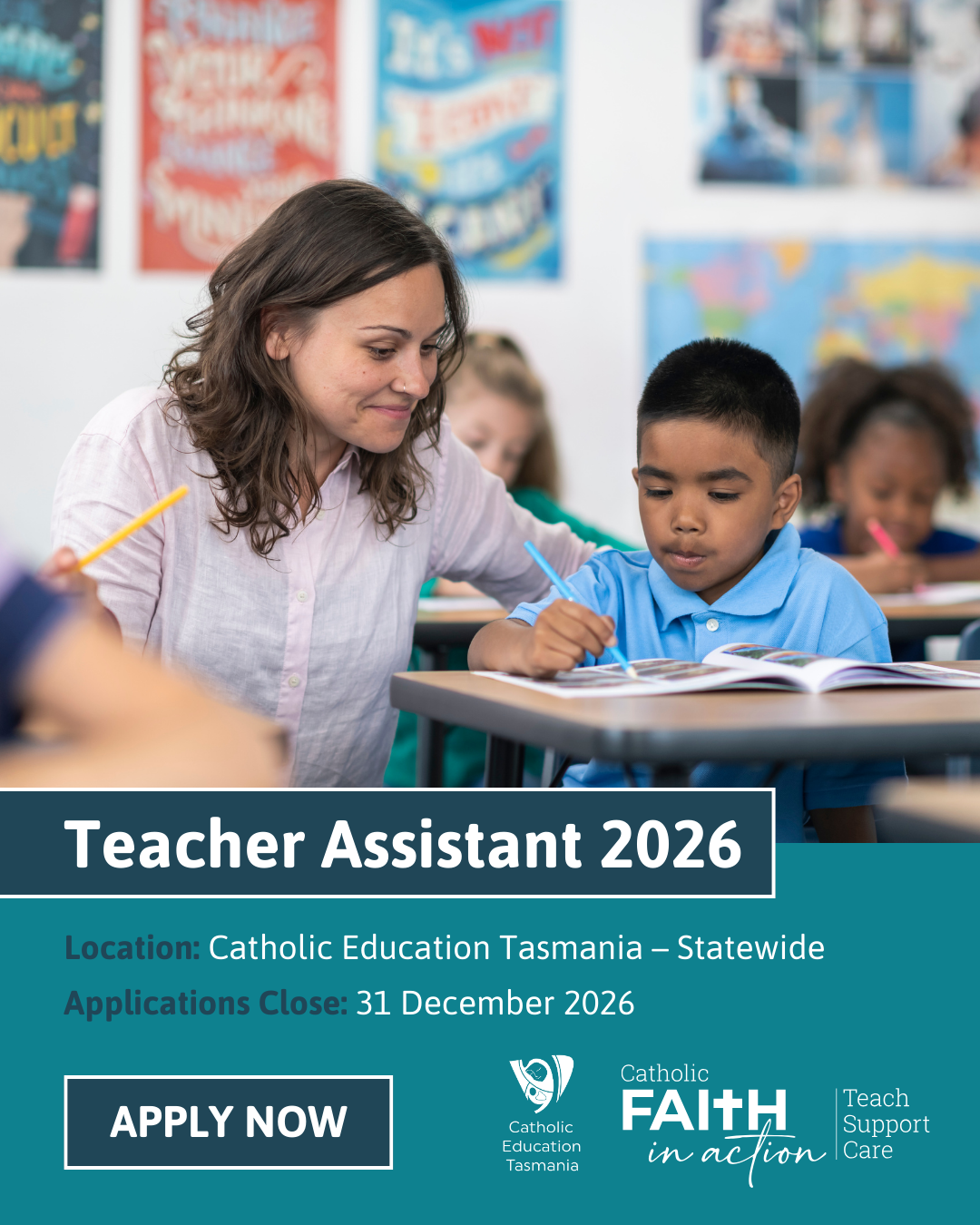 Faith in Action Facebook ad: Positions Available: Teacher Assistant 2026