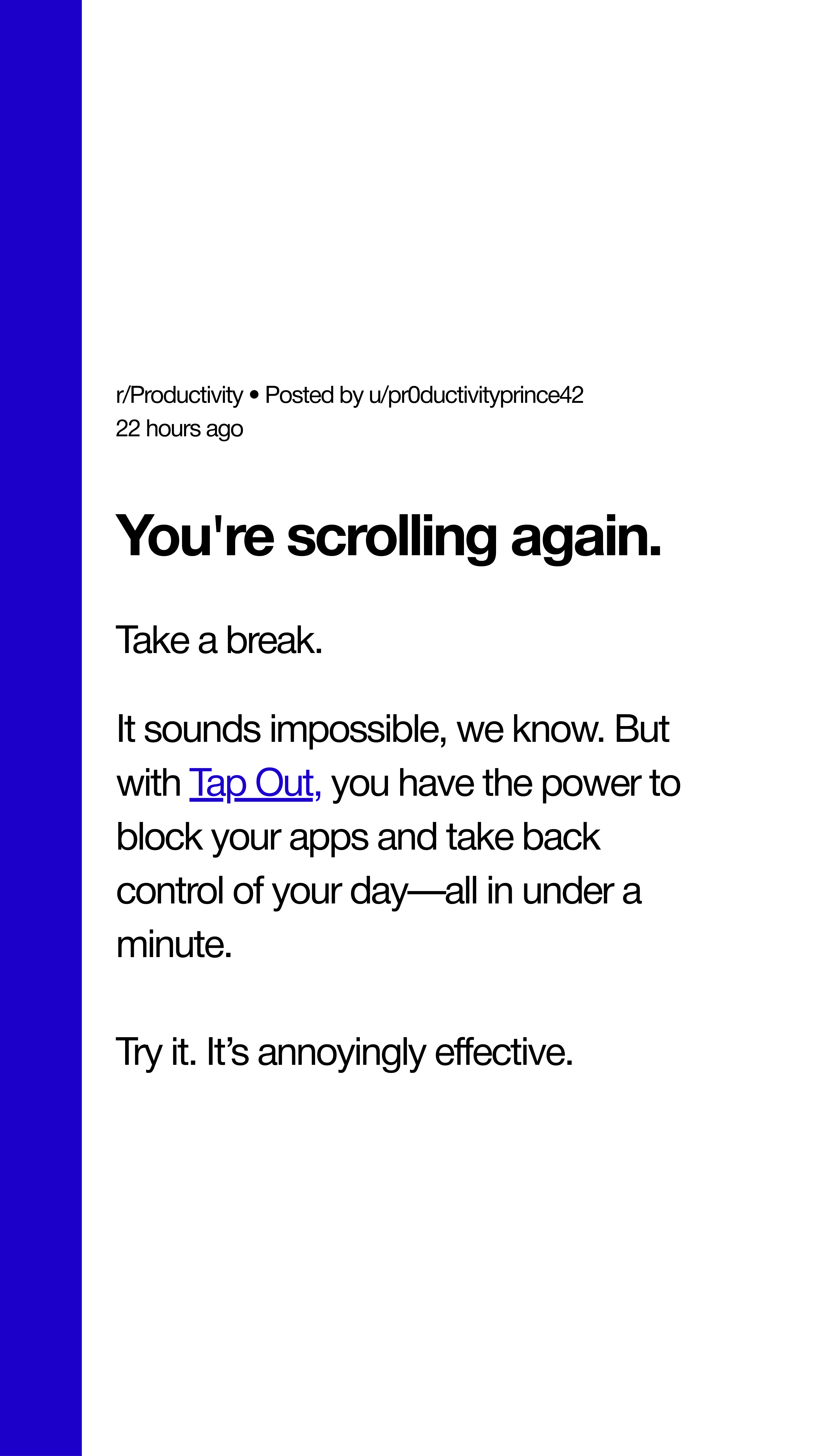Tap Out Facebook ad