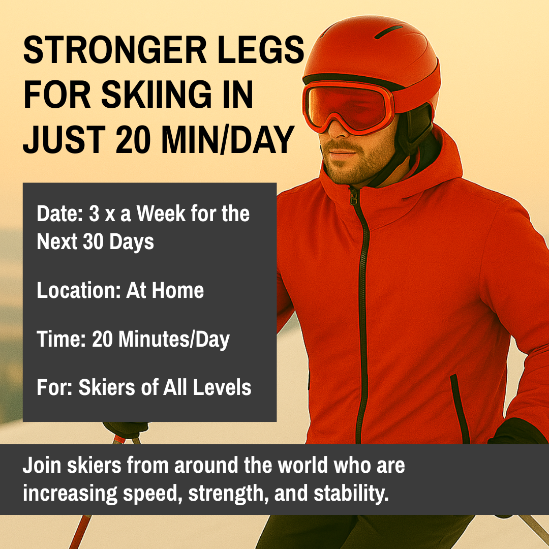 Dynamic Skier Facebook ad: Mobility and Strength Training for Skiers, Try Free!