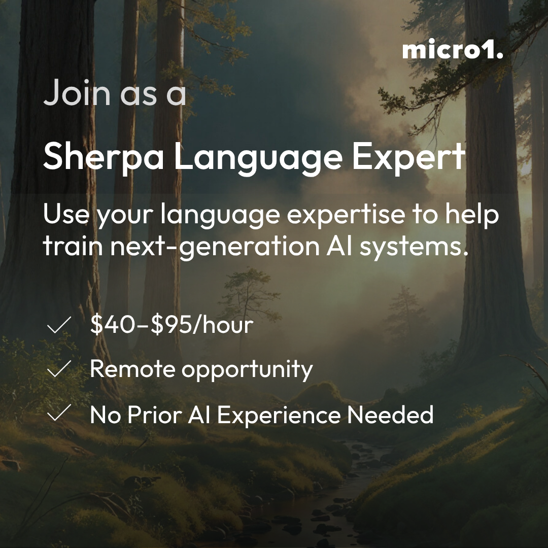 micro1 Facebook ad: Sherpa Language Expert - Remote