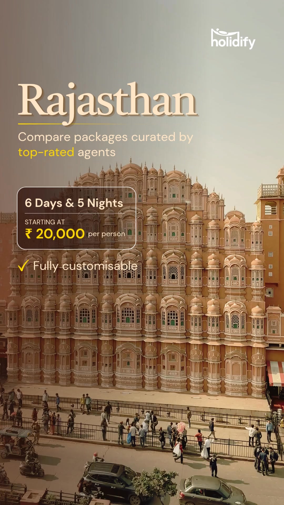 holidify.com Facebook ad: Rajasthan 5N Packages from ₹20,000