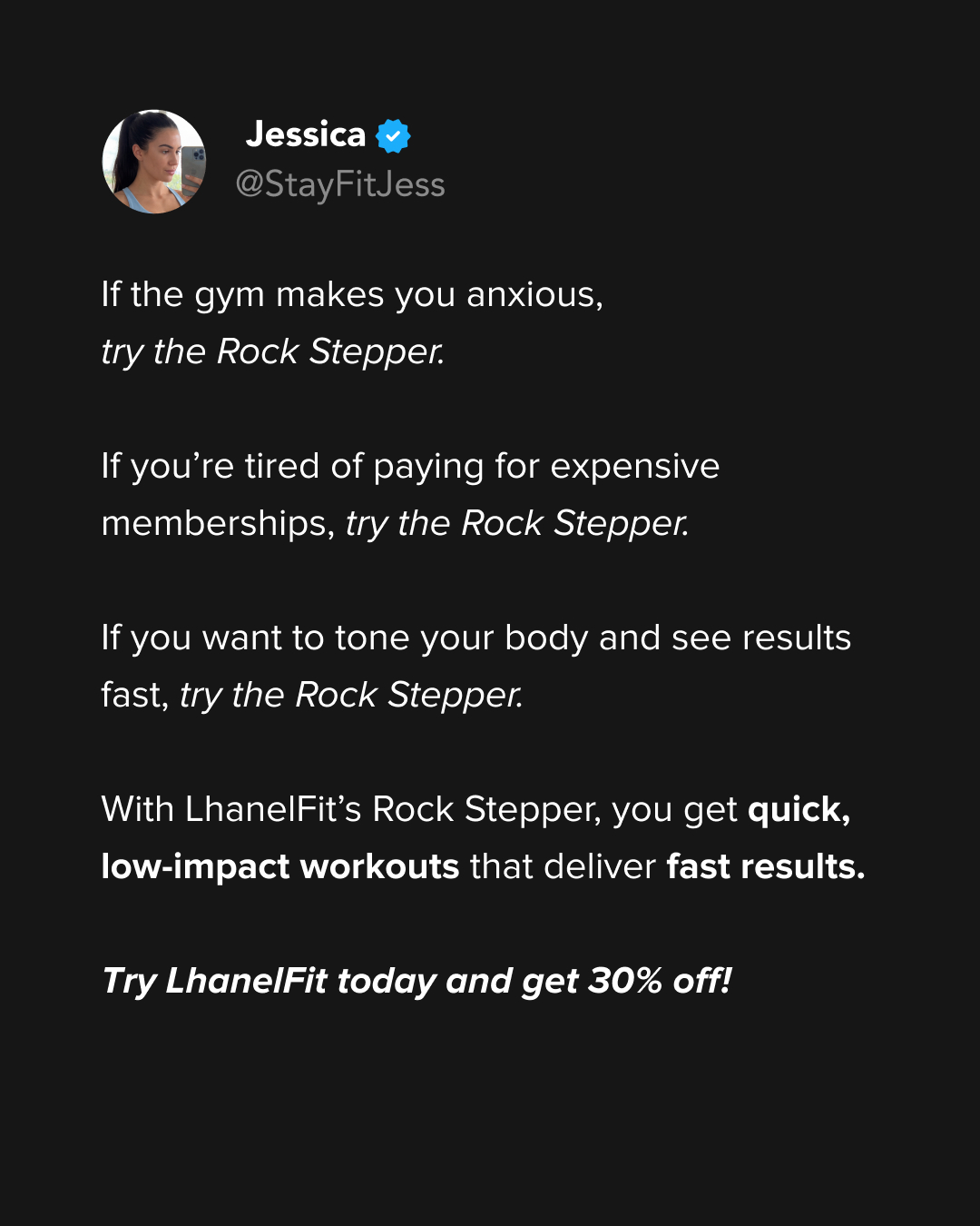 LhanelFit Facebook ad