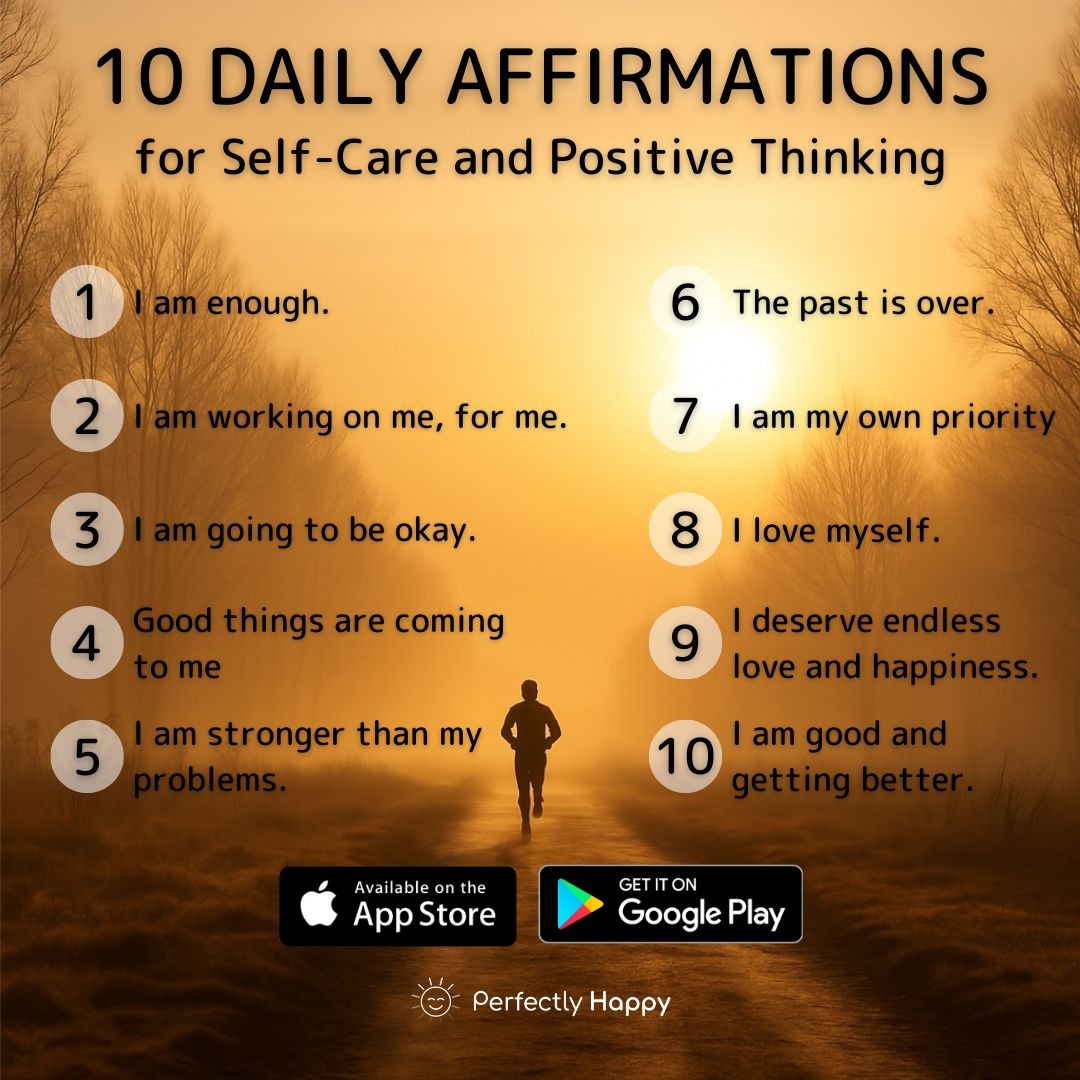 Perfectly Happy Meditation Facebook ad: Your daily affirmations, all in one app