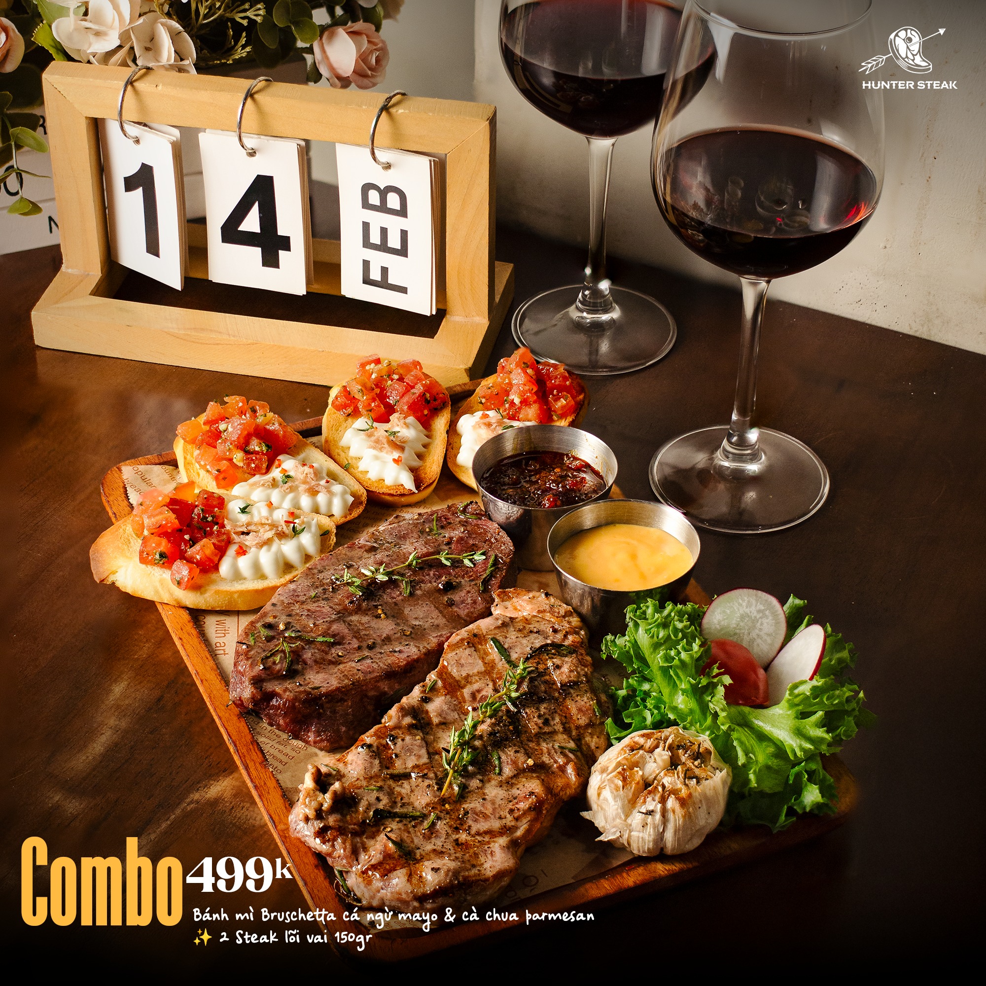 Hunter Steak Facebook ad: Combo 2 người chỉ từ 499k!