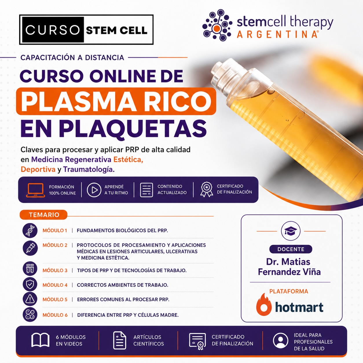 Dr. Matías Fernández Viña Facebook ad: Curso Online de Plasma Rico en Plaquetas (PRP) - Matias…