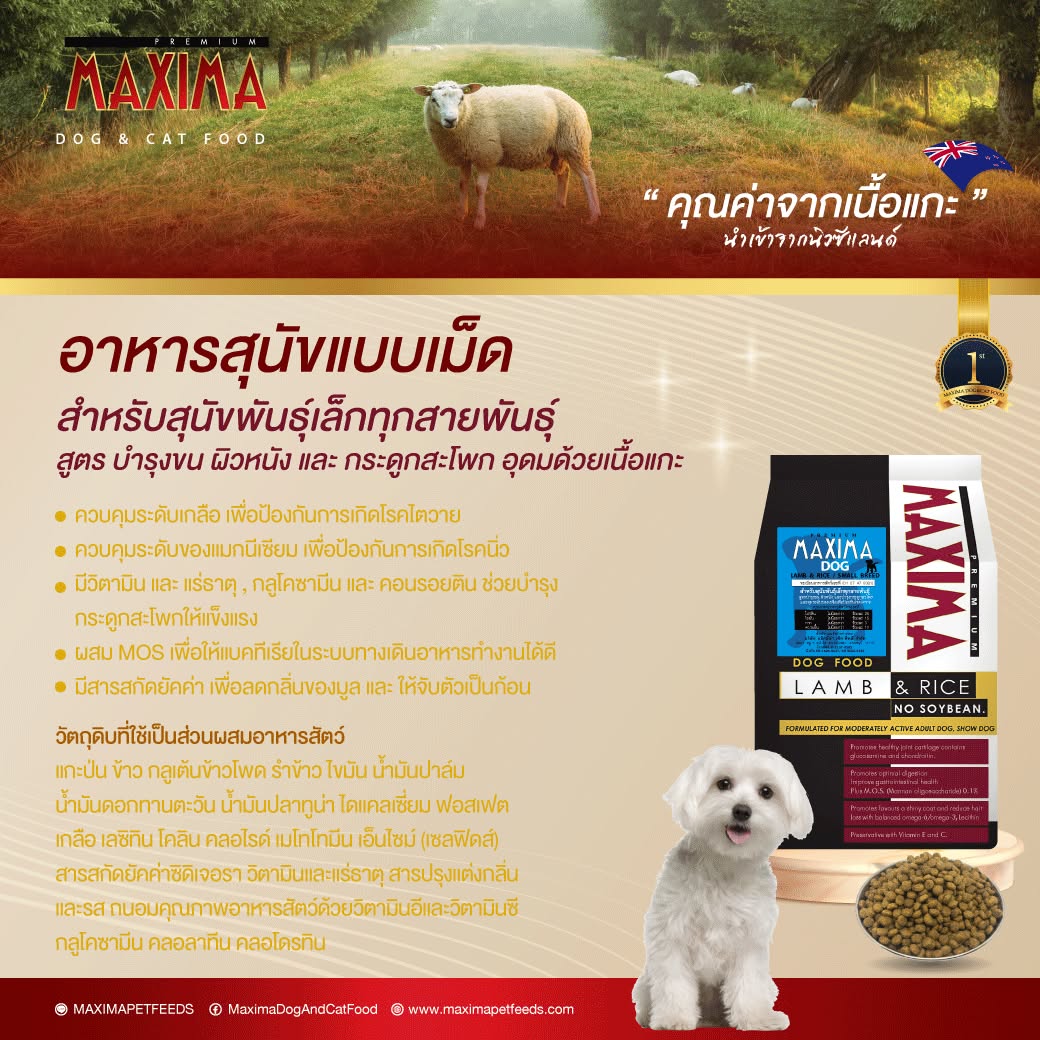 MAXIMA DOG & CAT FOOD Facebook ad: คุณค่าจากเนื้อแกะ ที่ทาง MAXIMA…
