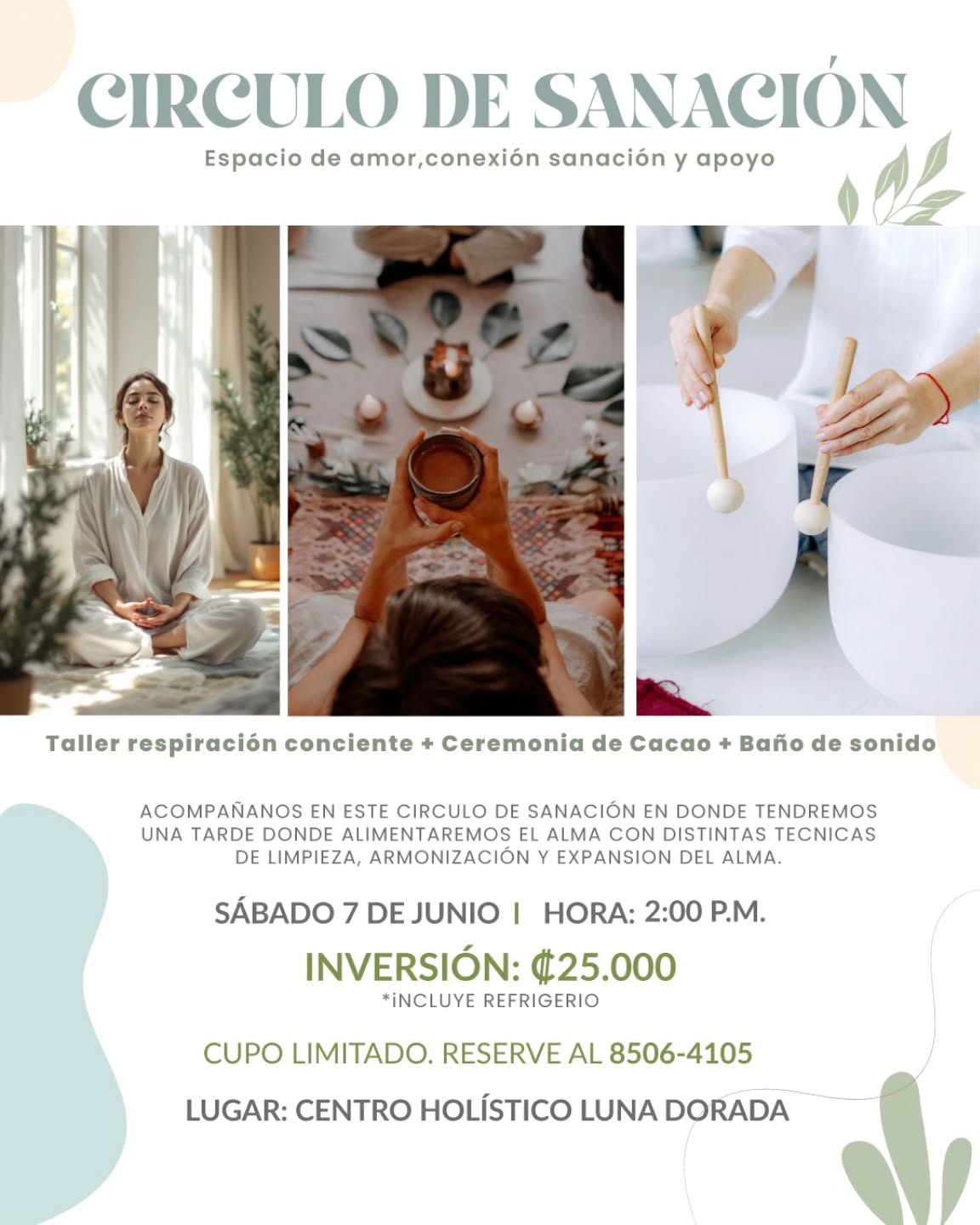 Brillo del Ángel Facebook ad: CÍRCILO DE SANACIÓN: RESPIRACIÓN, CACAO, SONOTERAPIA