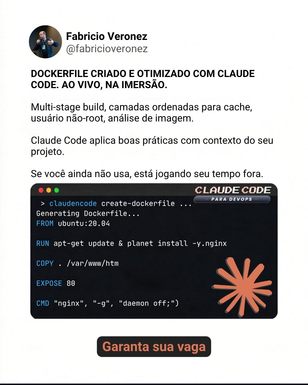 Fabrício Veronez Facebook ad: Claude Code para DevOps