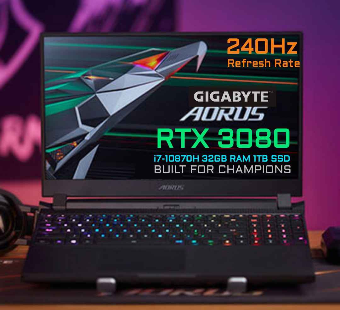 Alex Hi-Tech Electronics Facebook ad: GIGABYTE AORUS 15G 15.6 240HZ RTX 3080 I7-10870H 8 CORES…