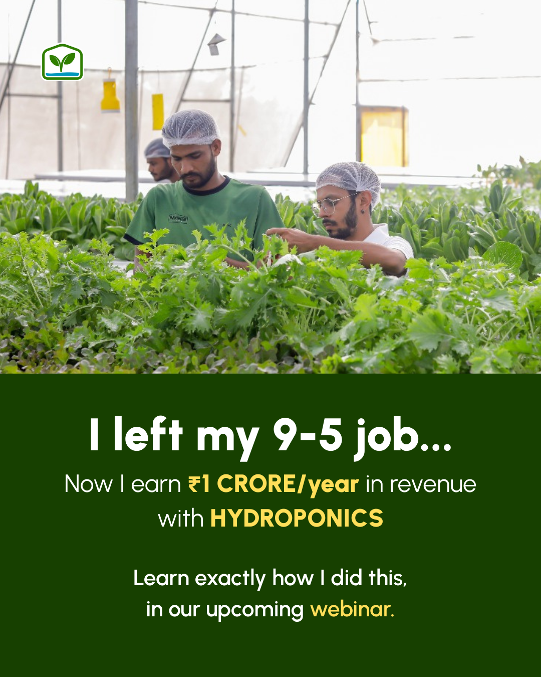 Max Green Academy Facebook ad: Attain Financial Freedom with Hydroponics