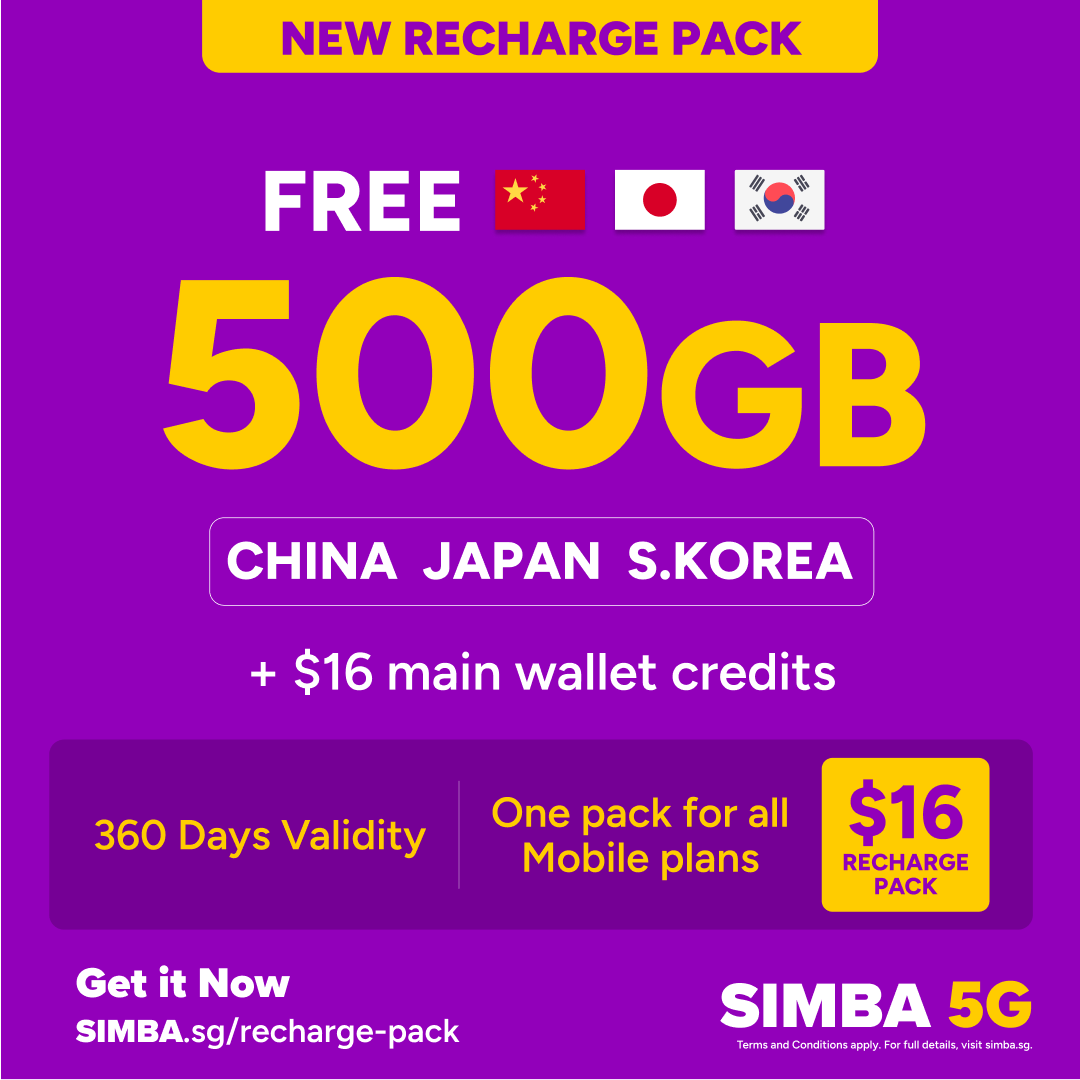 SIMBA Telecom Facebook ad: New: 500GB China + Japan + S. Korea