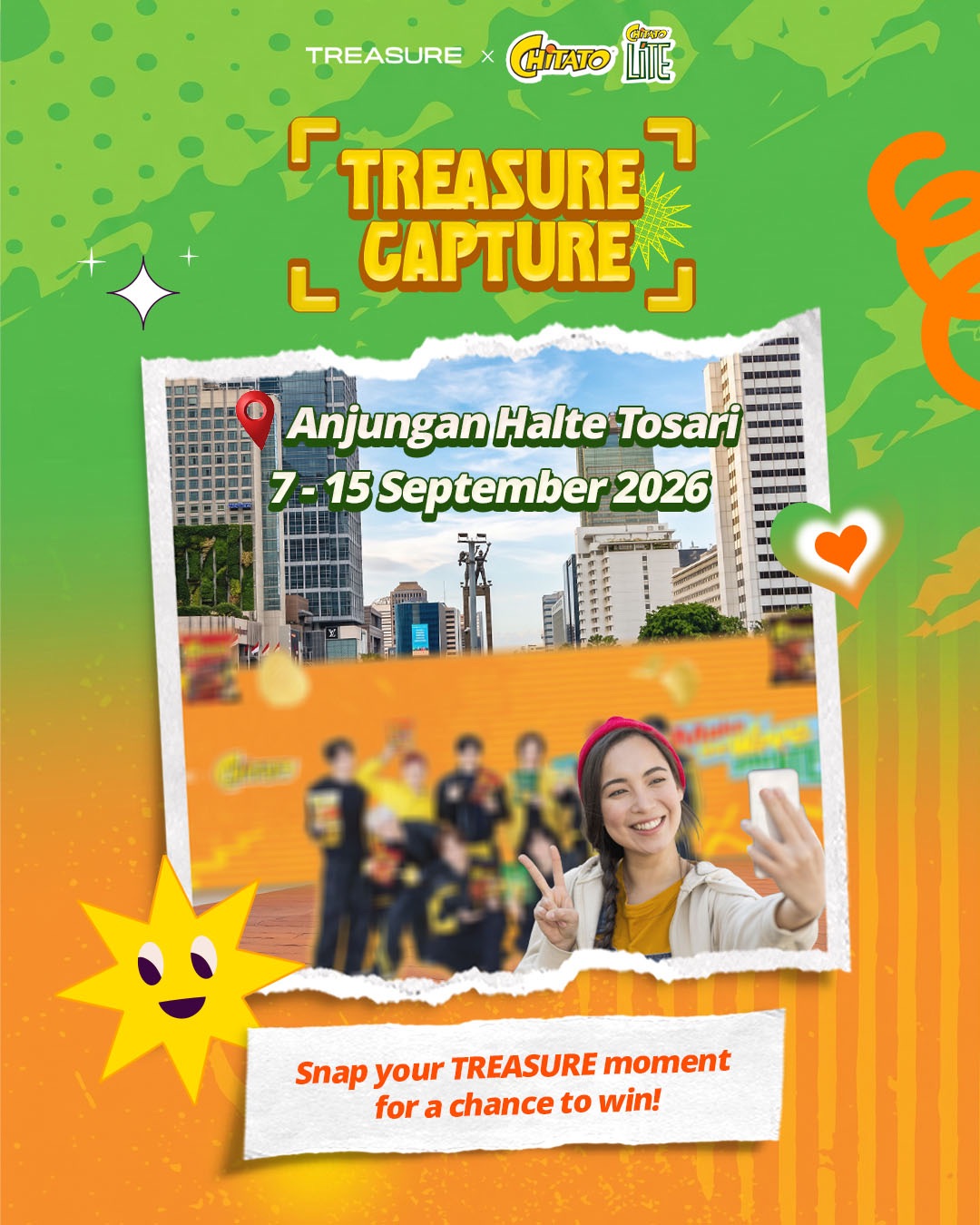 Chitato Life Is Never Flat Facebook ad: Friendchips, yuk cari standee TREASURE dan bikin versi…