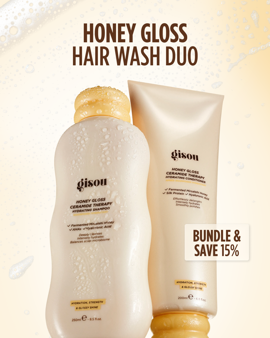 Gisou Facebook ad: Honey Gloss Ceramide Therapy Hydrating Shampoo &…