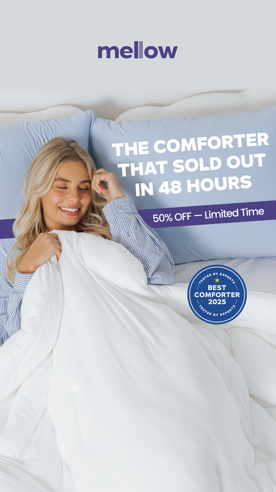 Mellow Bedding Facebook ad from Mar 6, 2026