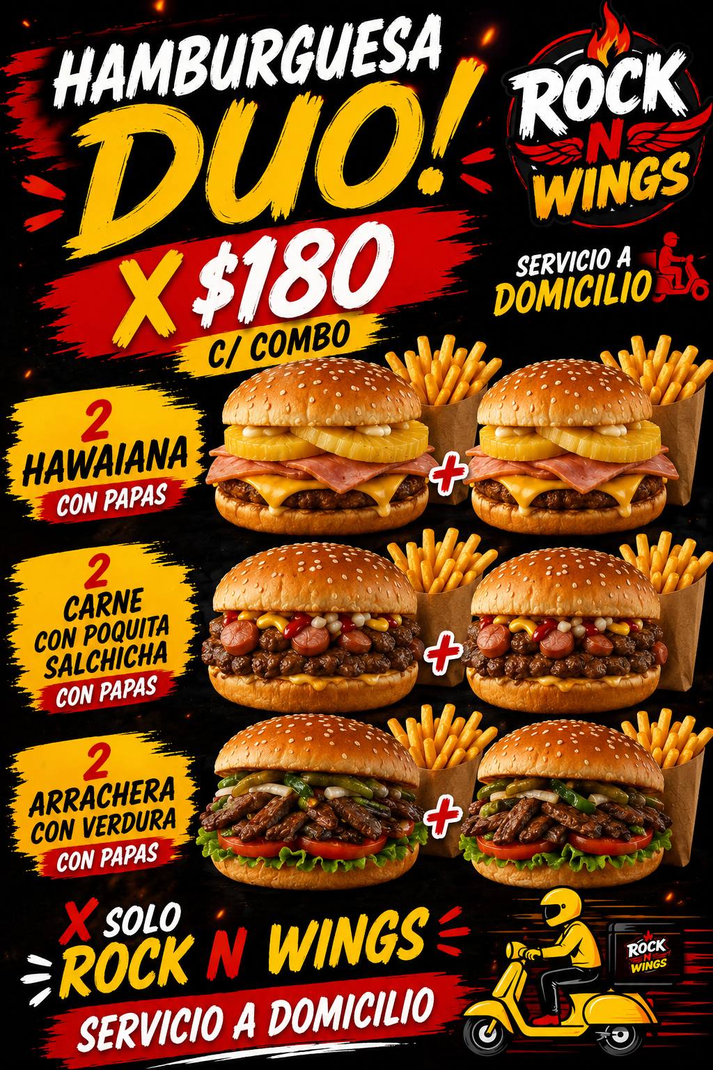 Rock n' Wings Facebook ad: PROMOCION APLICADO SOLO EN ENVIO!