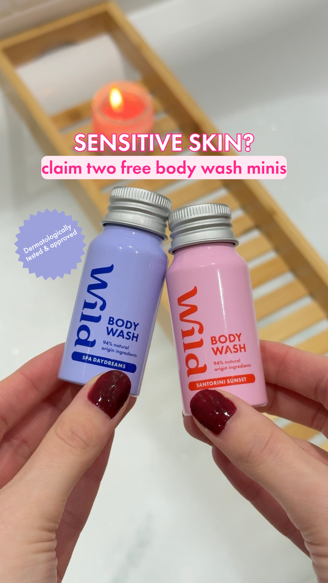 Wild Facebook ad: Try Wild before you buy! Claim your free mini body washes…