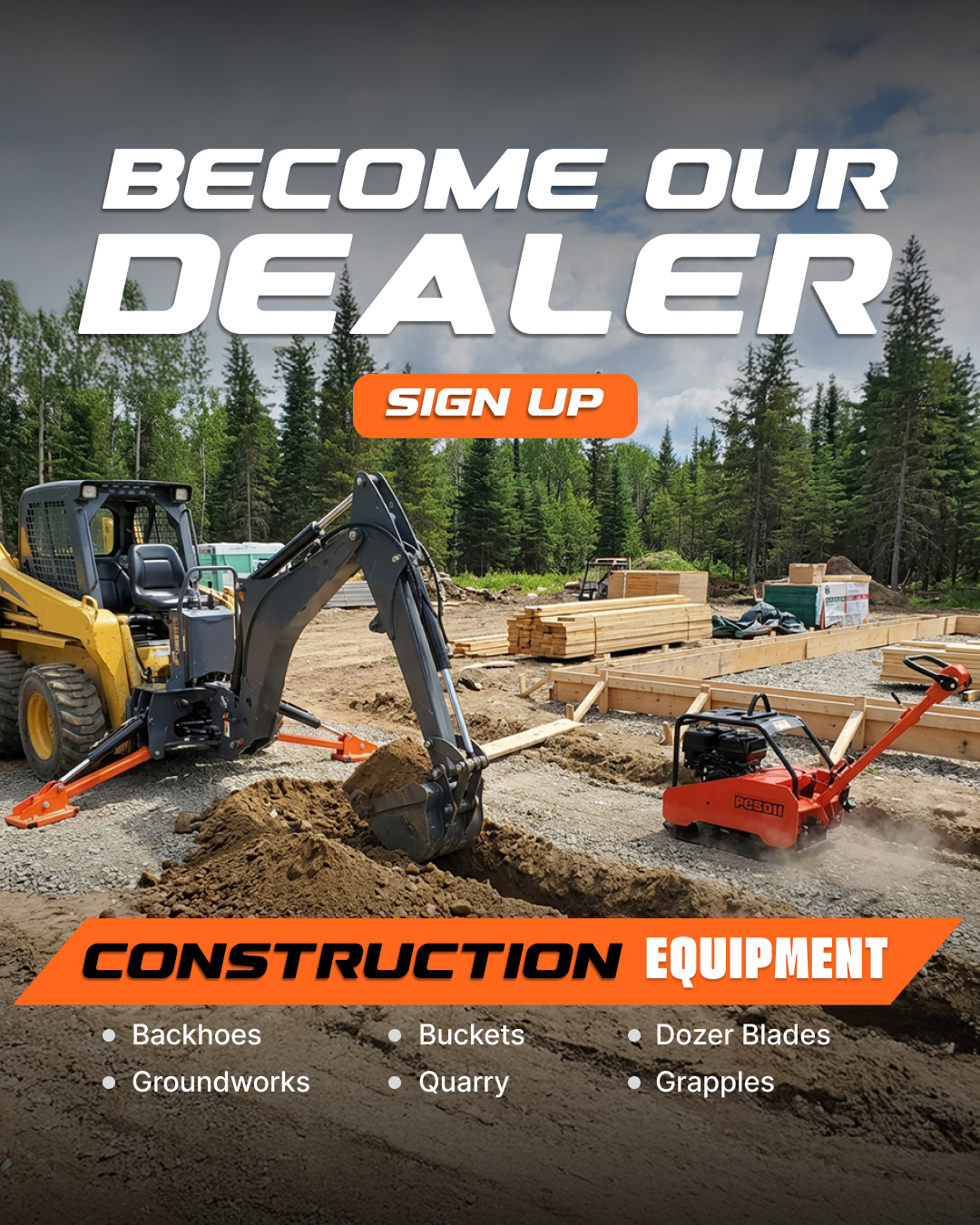 TMG Industrial Facebook ad: Now Seeking Construction Equipment Dealers.