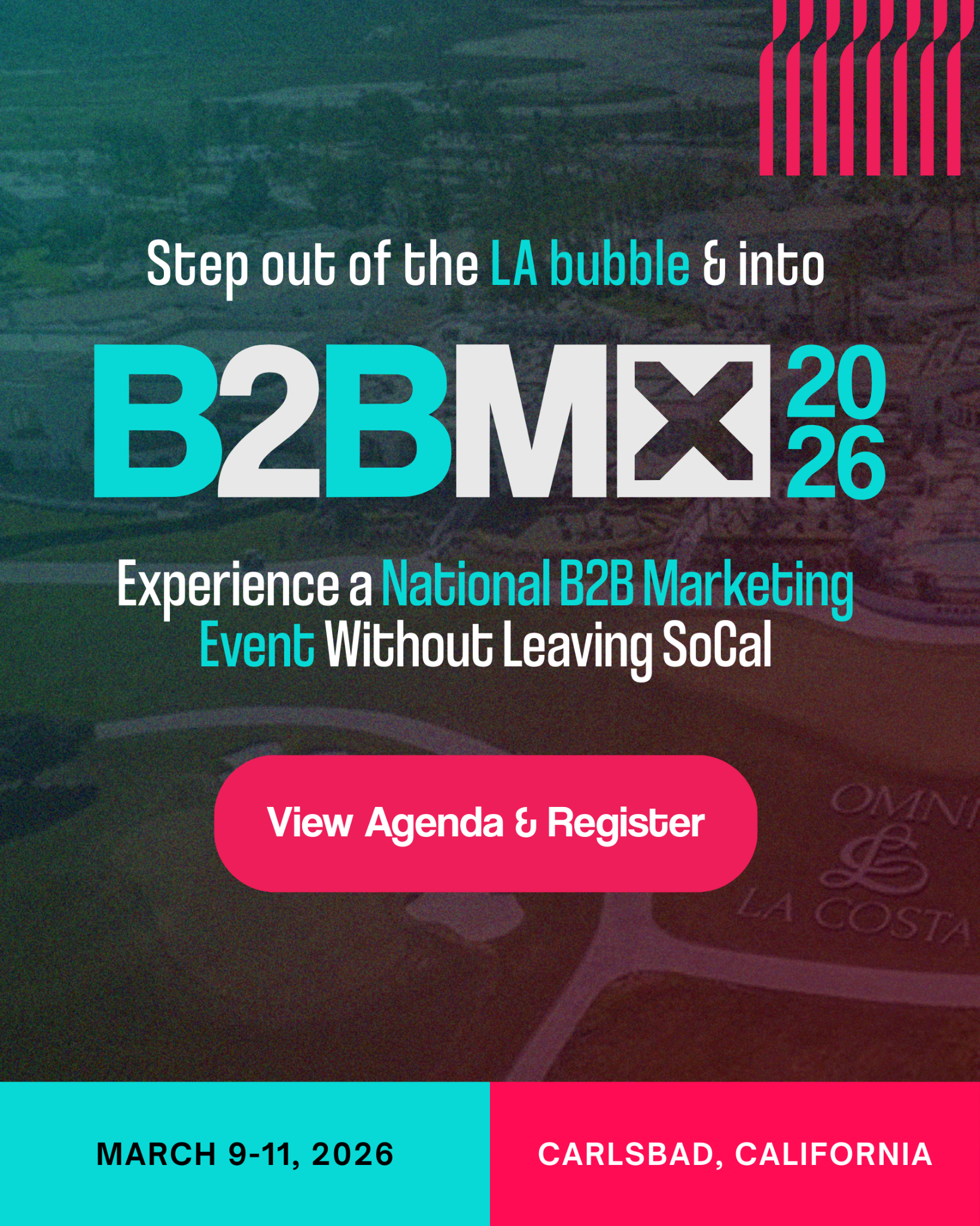 B2B Marketing Exchange Facebook ad: Los Angeles B2B marketers, B2BMX 2026 is in Carlsbad.