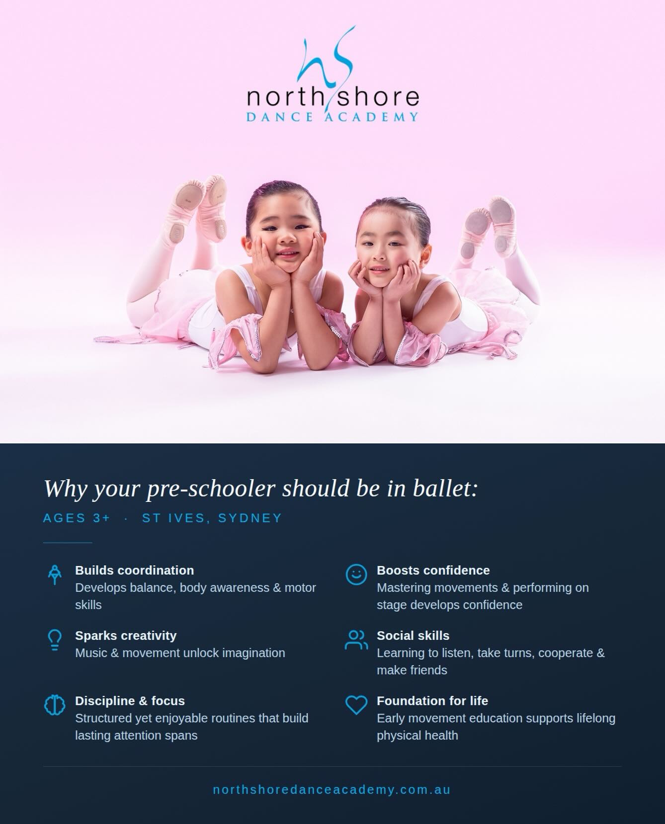 North Shore Dance Academy St Ives Sydney Facebook ad: Dance Classes for Ages 3 + in St Ives