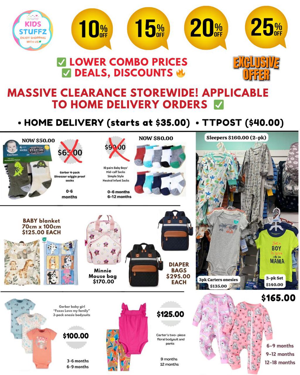 KidstuffzTT Facebook ad: Massive clearance storewide…amazing prices and deals even…