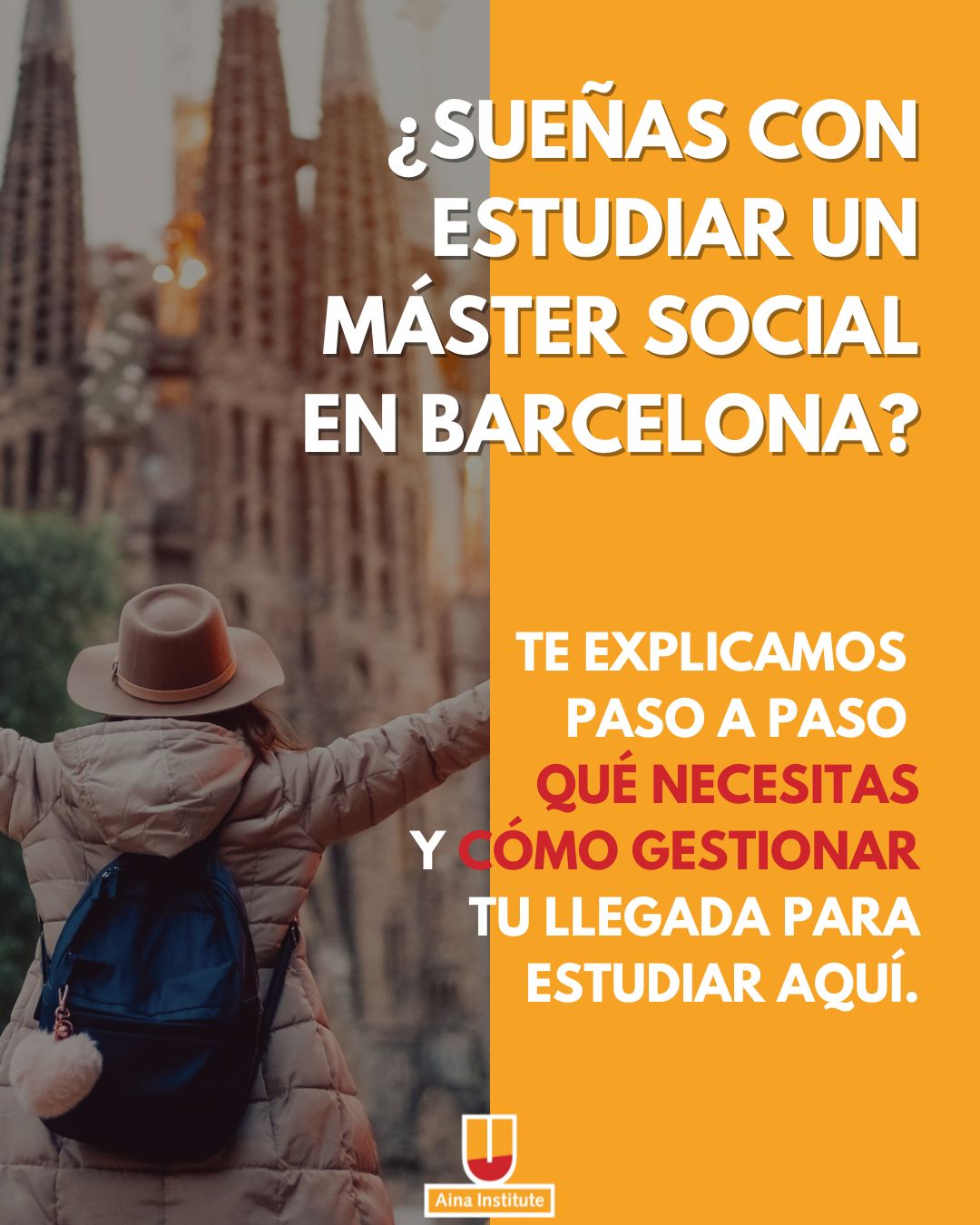 Aina Institute Facebook ad: Estudiar y vivir en Barcelona es una experiencia…