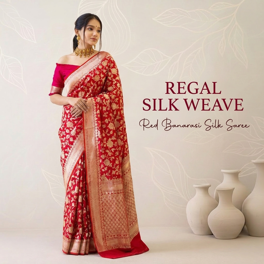 The Vulture Saree Ethnics Facebook ad: Buy Red Soft Silk Saree with Unstitched Blouse!