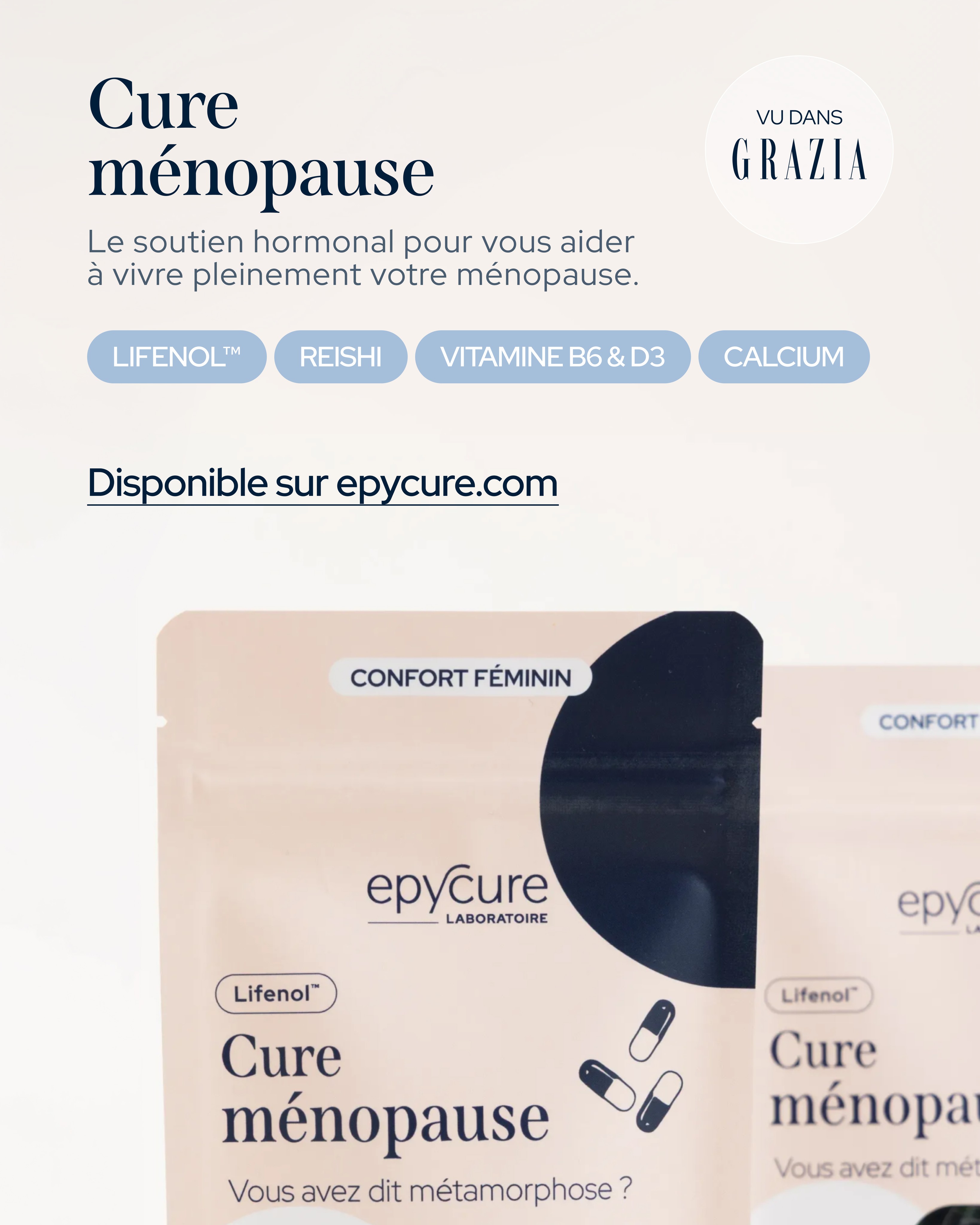 Epycure Facebook ad: 86% des femmes recommandent la Cure ménopause