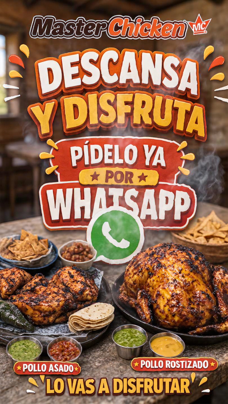 Master Chicken Delivery Facebook ad: ¡Pide por WhatsApp!