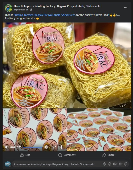 Printing Factory- Bagsak Presyo Labels, Stickers etc. Facebook ad: Stickers for Every Need, Everywhere in the Philippines!