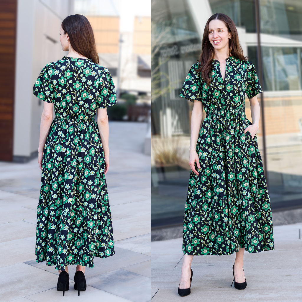 Svaha Facebook ad: Green Floral Dress