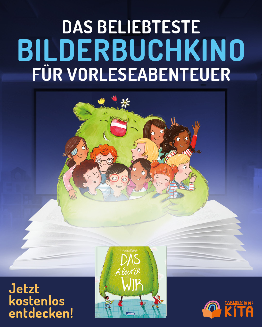 Carlsen Kinderbuch Facebook ad: Kostenlose Bilderbuchkinos von Carlsen für Kita und Schule